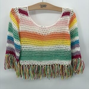 COLORFUL SUMMER CROCHET TASSEL TOP - MULTI Color Size‎ Medium